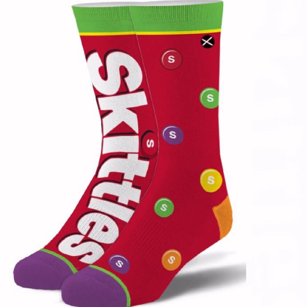 Skittles Candy Split Style Athletic Crew Socks - NEW Fast Ship